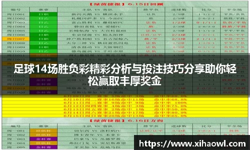 足球14场胜负彩精彩分析与投注技巧分享助你轻松赢取丰厚奖金